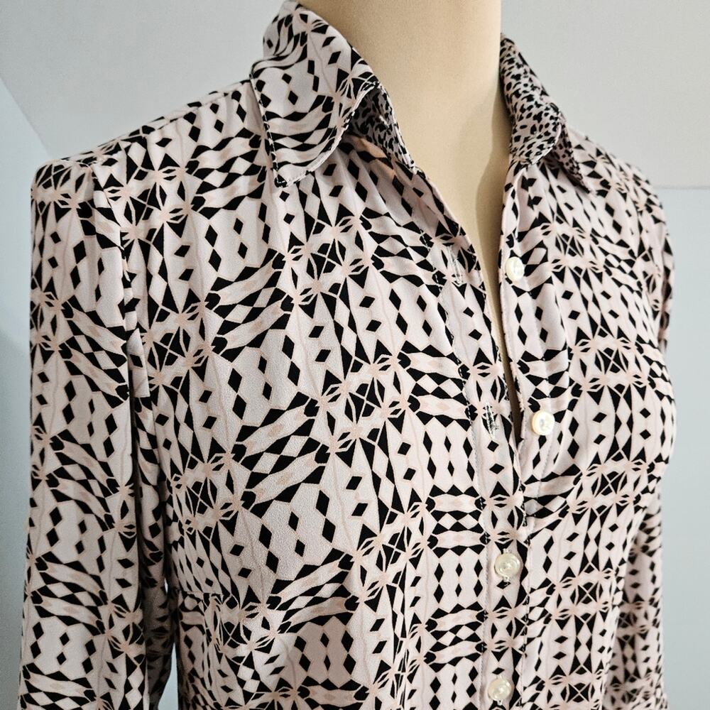 Cabi Shirt Dress Womens Medium Button Front Midi Lightweight Corpcore Career Geo - Picture 7 of 13